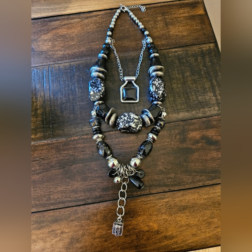 Womens crafted remade fashion statement one of a kind layerd necklace